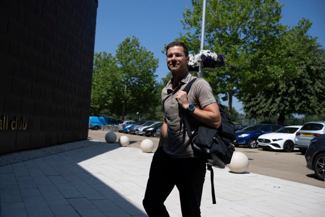 Xabi Alonso arrives at Chelsea's Cobham training ground in July 2026